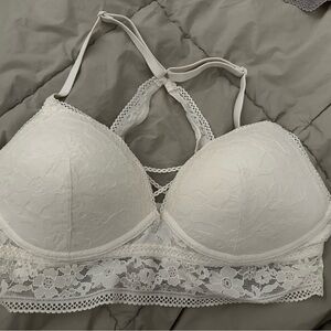 Victoria's Secret Cream Lace Trim Racerback Bra